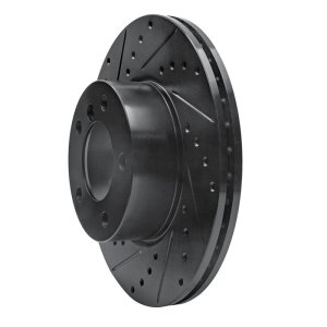 BMW 125i Brake Rotor (1) - Front Left - R1 Concepts - Drilled & Slotted - Black - `06-`13